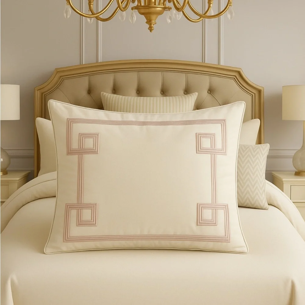 Waterford Euro sham Elegant Cream light Pink Decorative Pillow Cover vintage